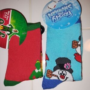 2pr Christmas Childs Novelty Socks Frosty the Snowman and Show Size 9-2.5 NWT